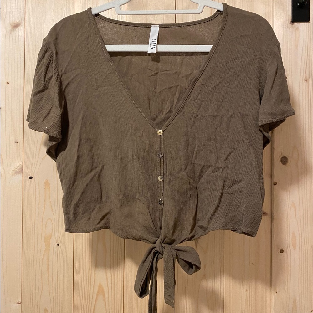 Jolie Olive Tie Crop Top